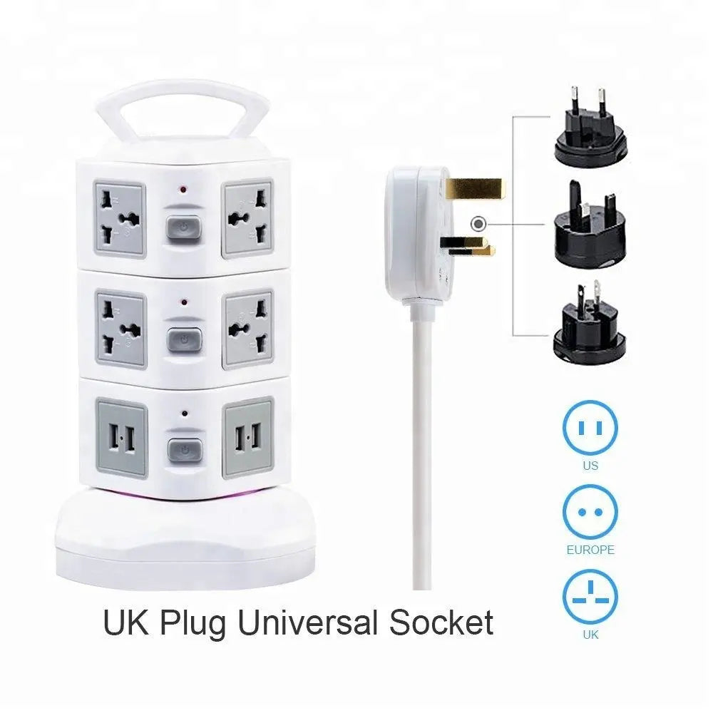 3 Layer Universal Vertical Multi Socket Tower Extension