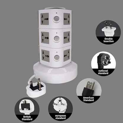 3 Layer Universal Vertical Multi Socket Tower Extension